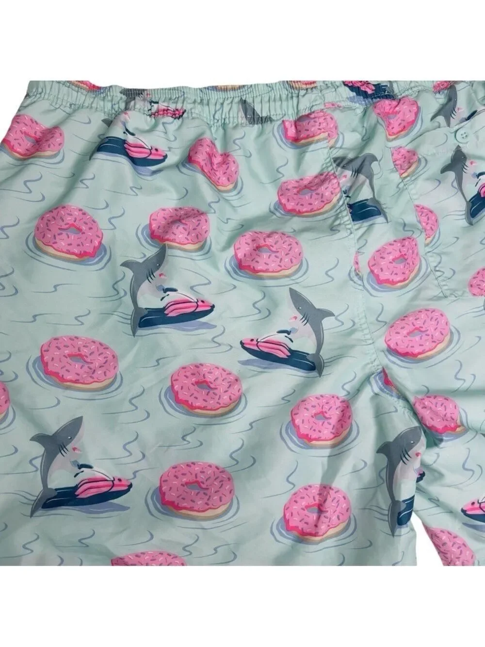 No Boundaries Men’s‎ Swim Trunks Shark & Donut Print Size 3XL